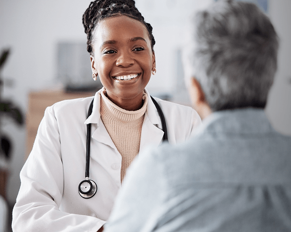 Patient talking to HCP